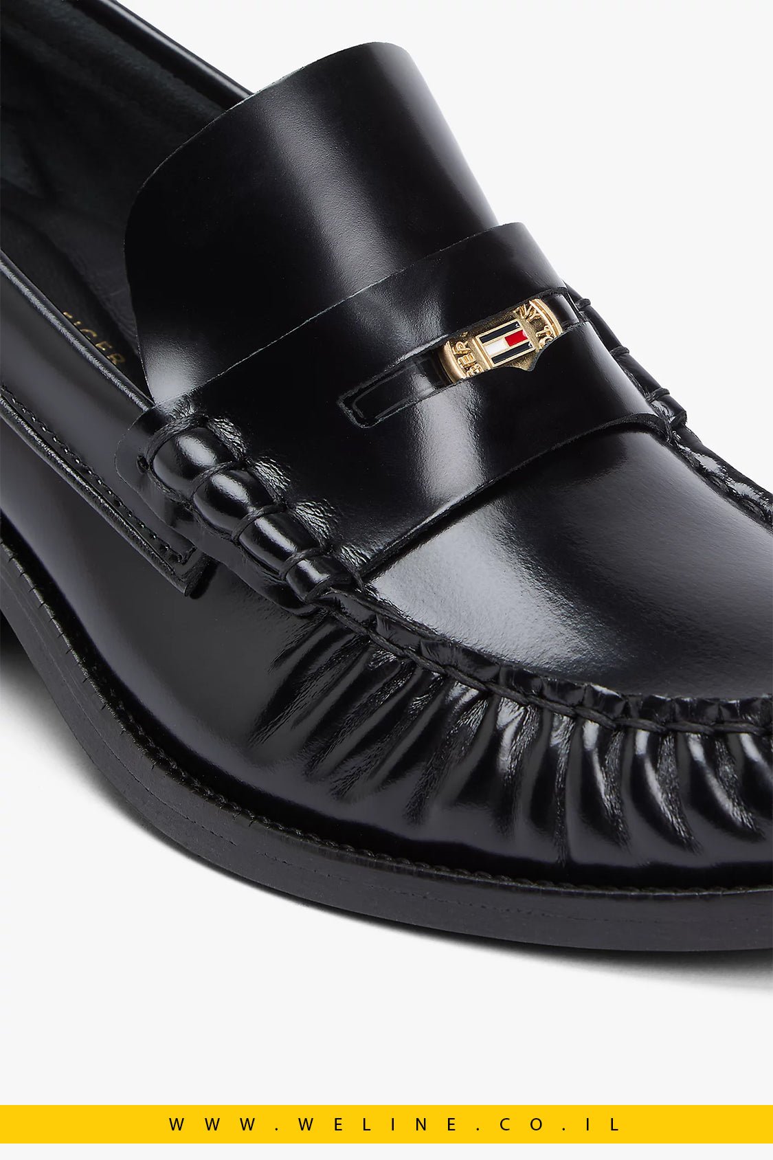 נעלי עקב אלגנט לנשים - Tommy Hilfiger – Patent Leather Block Heel Loafers לנשים | שחור - WELINE.CO.IL