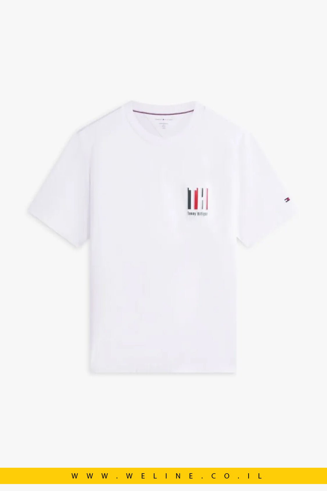 חולצת טי גברים Tommy Hilfiger Performance Embossed Logo – כותנת Pima עם הגנת UV - WELINE.CO.IL