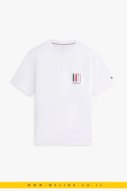 חולצת טי גברים Tommy Hilfiger Performance Embossed Logo – כותנת Pima עם הגנת UV - WELINE.CO.IL