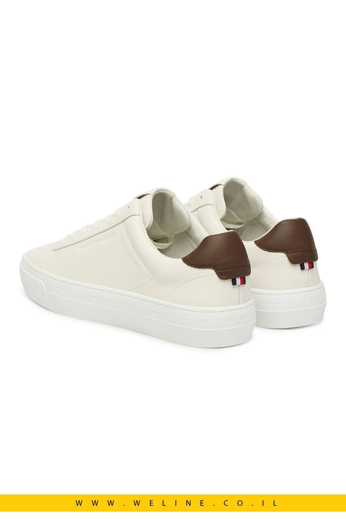 סניקרס גברים Tommy Hilfiger Premium Dress Cupsole Leather – צבע קרם - WELINE.CO.IL