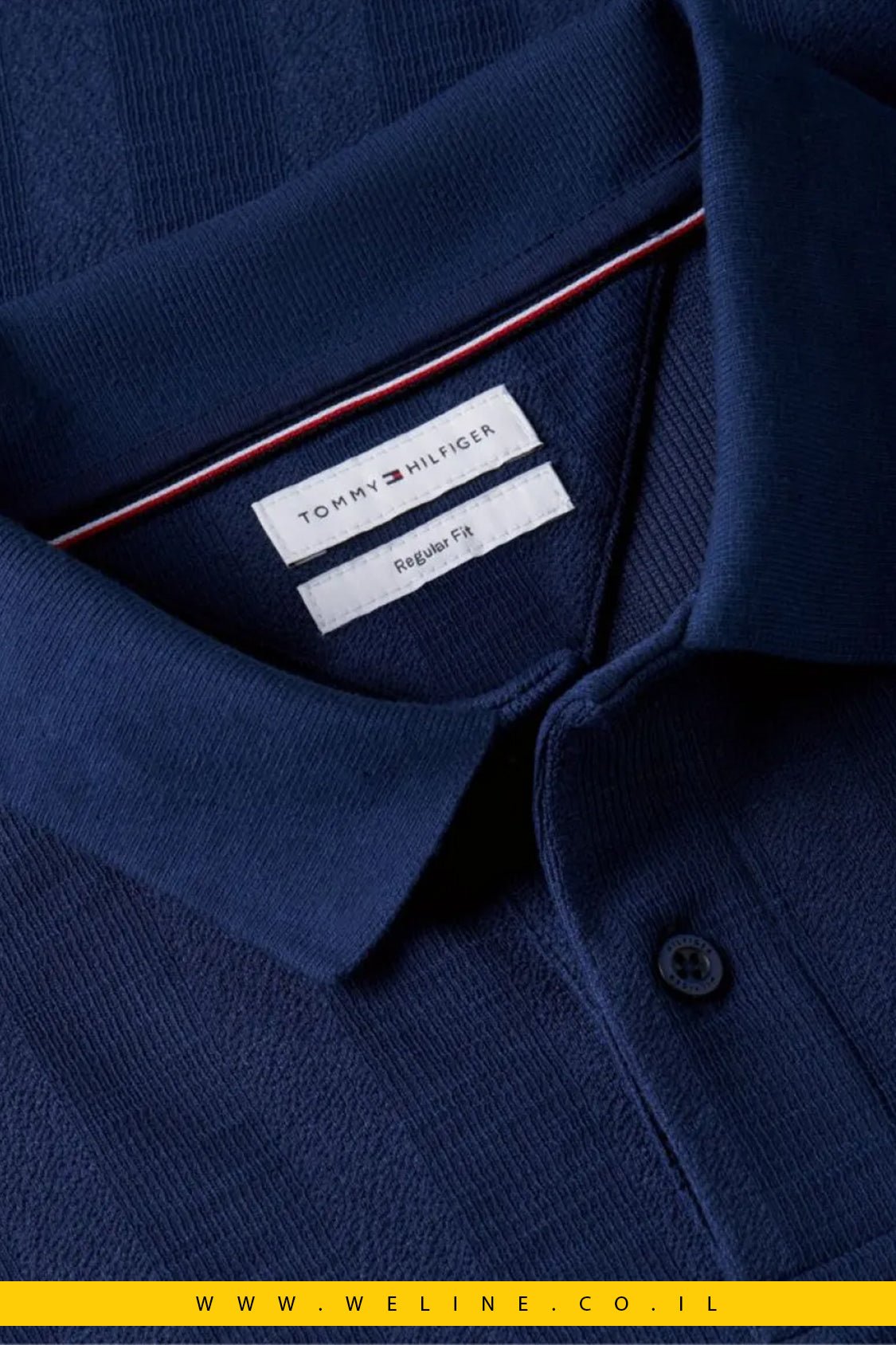 חולצת פולו Tommy Hilfiger Regular Fit עם טקסטורה בגוון אחיד - WELINE.CO.IL