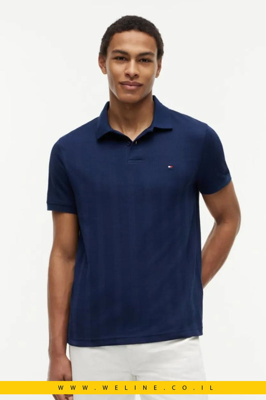 חולצת פולו Tommy Hilfiger Regular Fit עם טקסטורה בגוון אחיד - WELINE.CO.IL