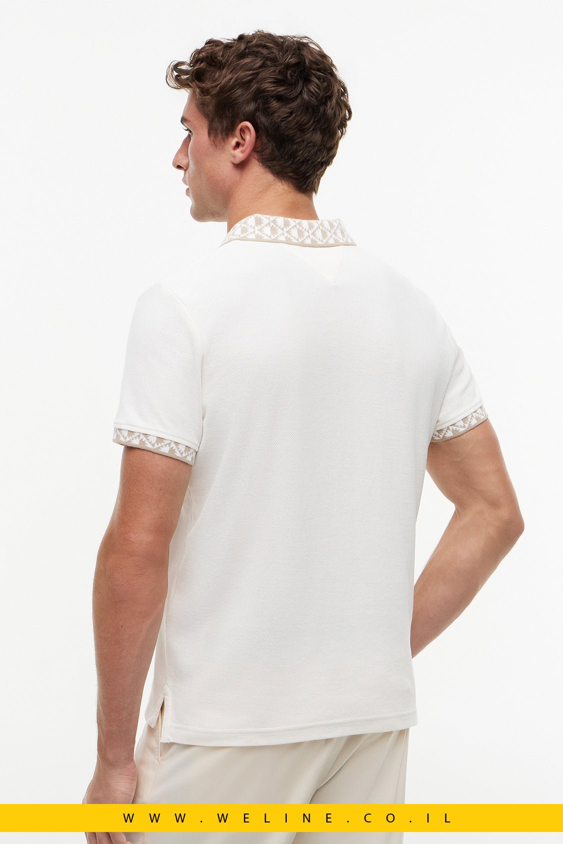 חולצת פולו Tommy Hilfiger Regular Fit Jacquard Collar Structured - WELINE.CO.IL