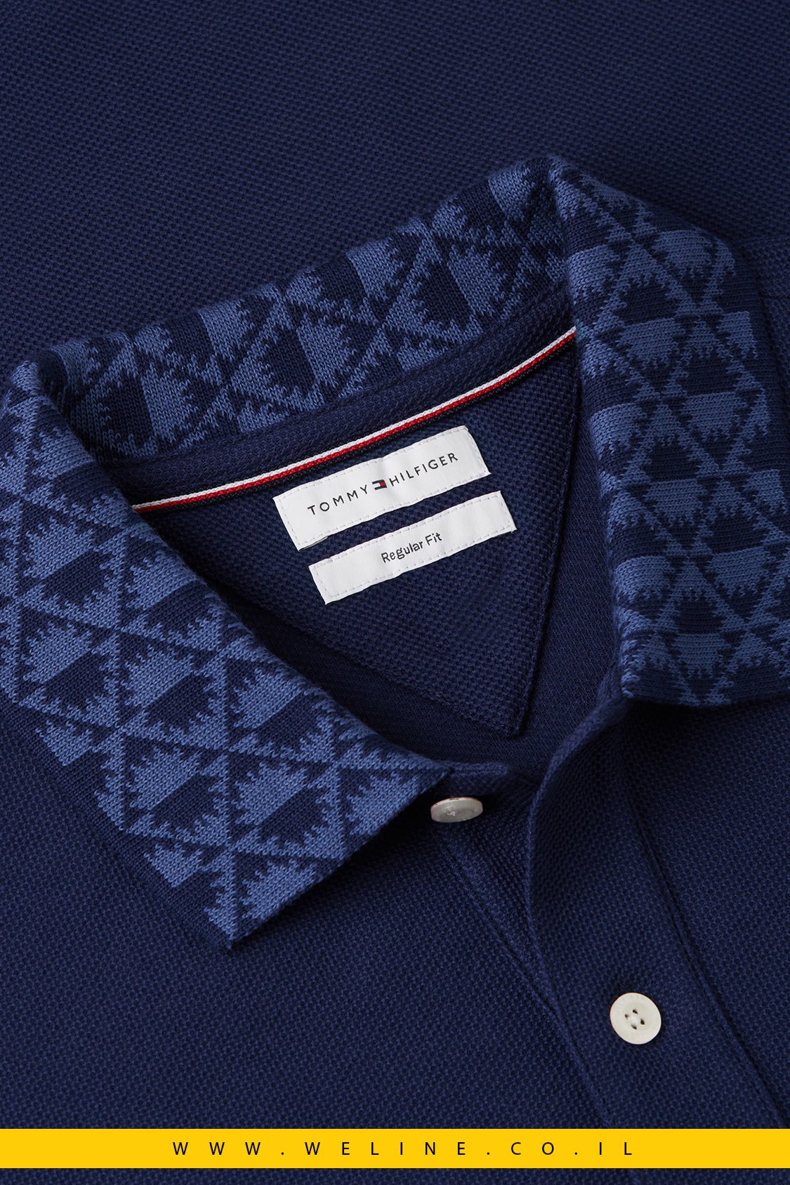 חולצת פולו Tommy Hilfiger Regular Fit Jacquard Collar Structured - WELINE.CO.IL