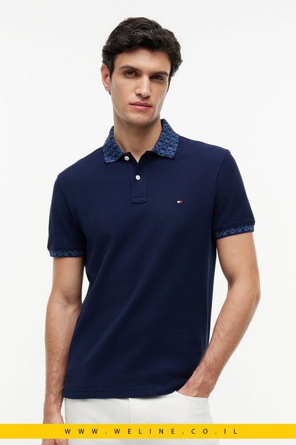 חולצת פולו Tommy Hilfiger Regular Fit Jacquard Collar Structured - WELINE.CO.IL