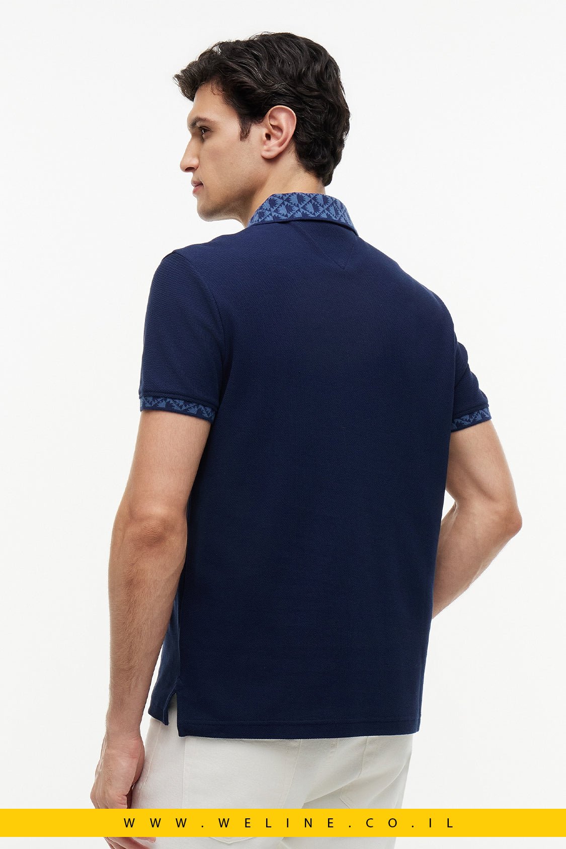 חולצת פולו Tommy Hilfiger Regular Fit Jacquard Collar Structured - WELINE.CO.IL