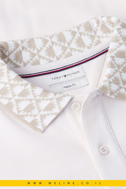 חולצת פולו Tommy Hilfiger Regular Fit Jacquard Collar Structured - WELINE.CO.IL