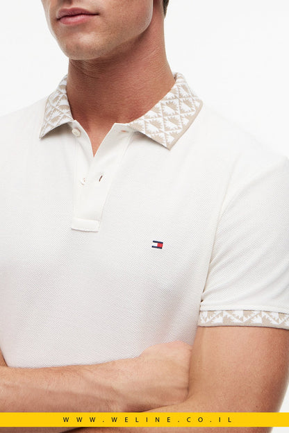 חולצת פולו Tommy Hilfiger Regular Fit Jacquard Collar Structured - WELINE.CO.IL