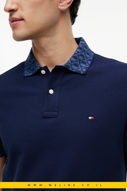 חולצת פולו Tommy Hilfiger Regular Fit Jacquard Collar Structured - WELINE.CO.IL