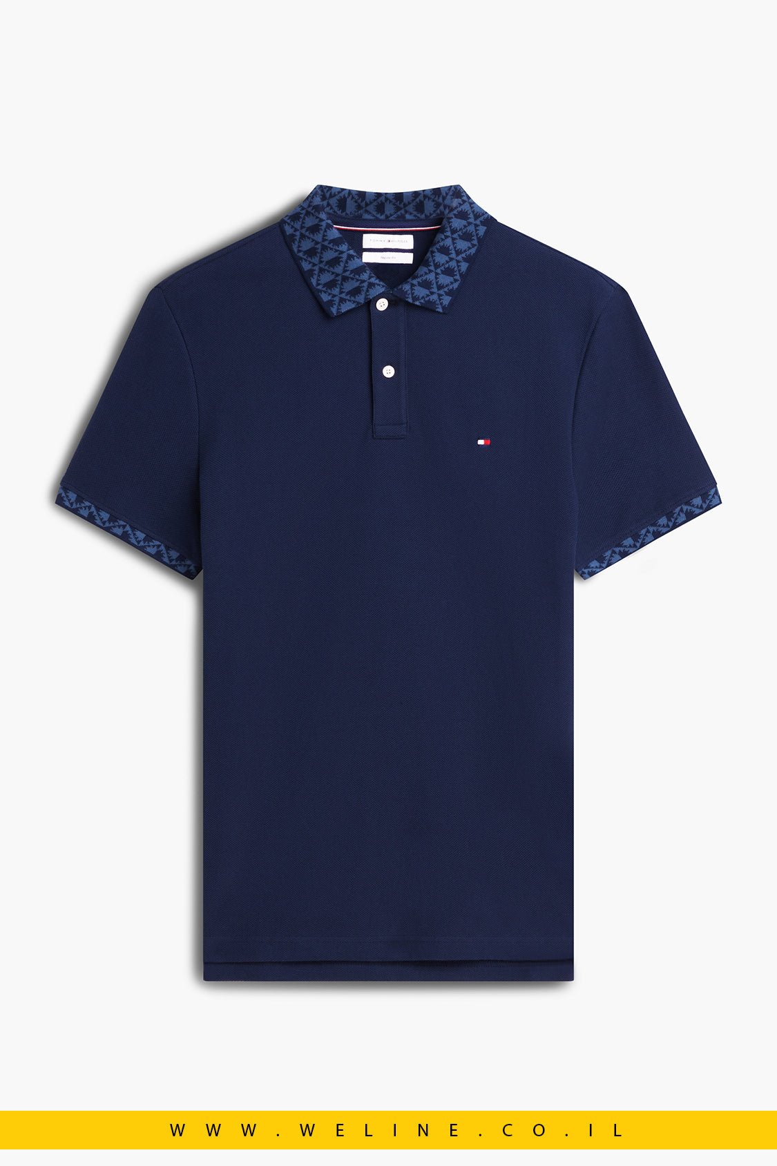 חולצת פולו Tommy Hilfiger Regular Fit Jacquard Collar Structured - WELINE.CO.IL