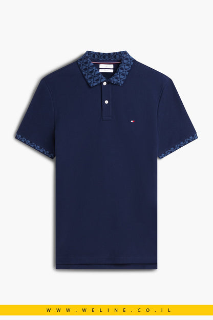 חולצת פולו Tommy Hilfiger Regular Fit Jacquard Collar Structured - WELINE.CO.IL