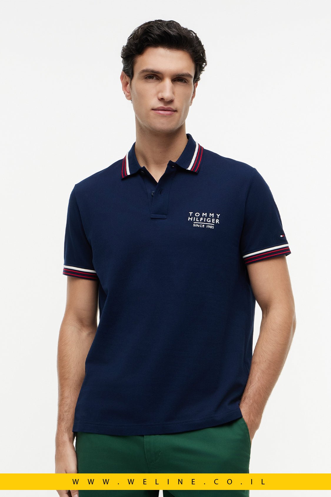 חולצת פולו Tommy Hilfiger Regular Fit Signature Collar - WELINE.CO.IL