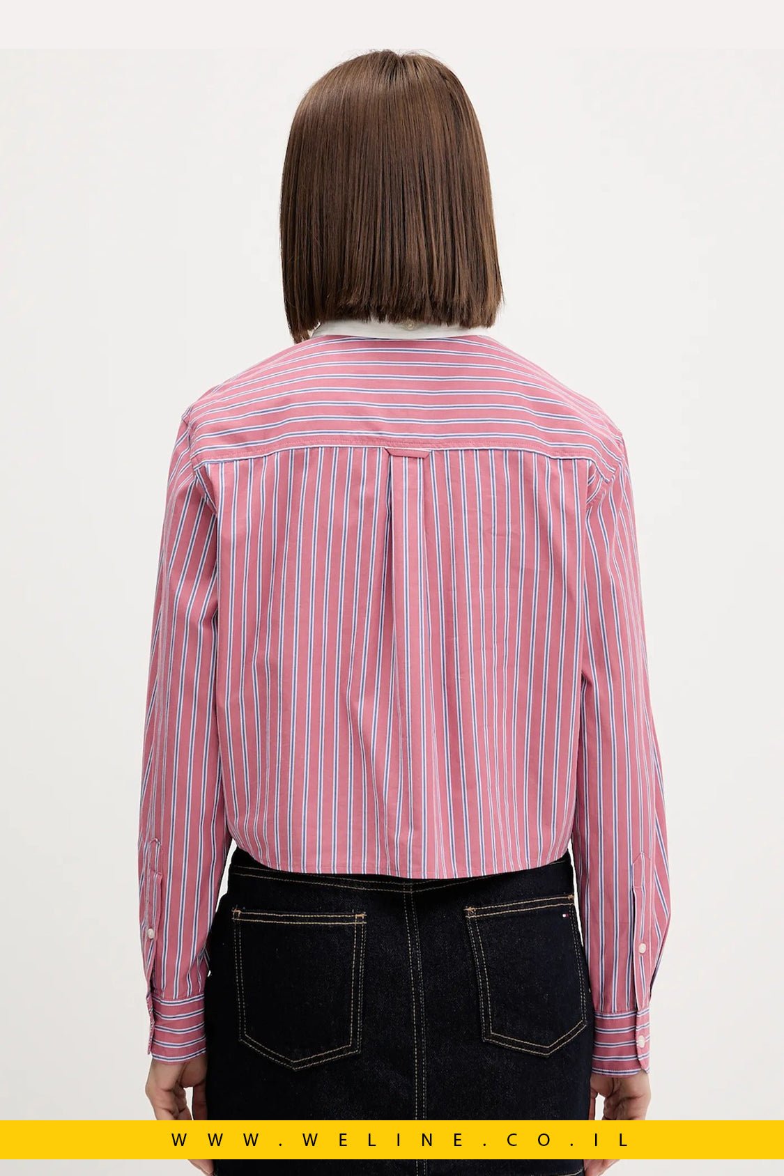 חולצת קרופ לנשים פסים – Tommy Hilfiger | Ruby Dusk / Multi Stripe - WELINE.CO.IL