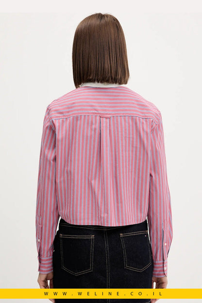 חולצת קרופ לנשים פסים – Tommy Hilfiger | Ruby Dusk / Multi Stripe - WELINE.CO.IL