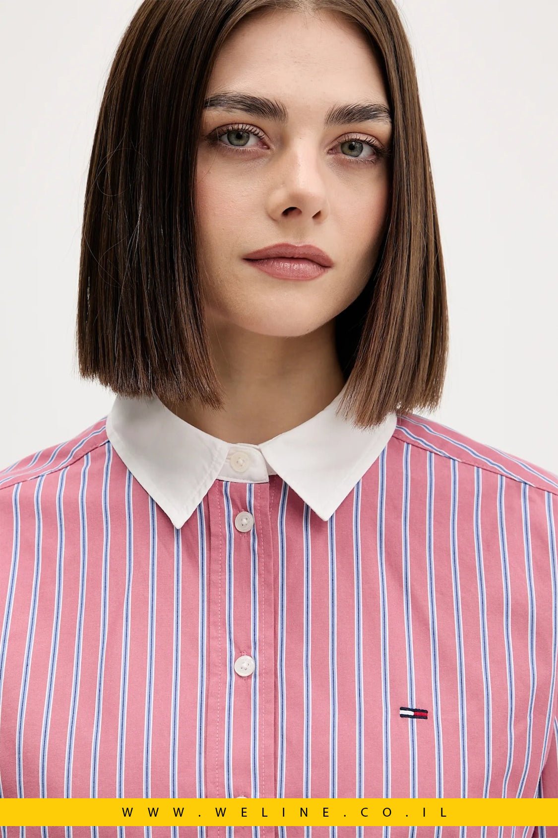 חולצת קרופ לנשים פסים – Tommy Hilfiger | Ruby Dusk / Multi Stripe - WELINE.CO.IL