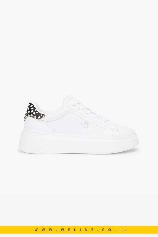 נעלי סניקרס פלטפורמה לנשים Tommy Hilfiger Snow Leopard Heel Leather – צבע לבן/הדפס מנומר - WELINE.CO.IL