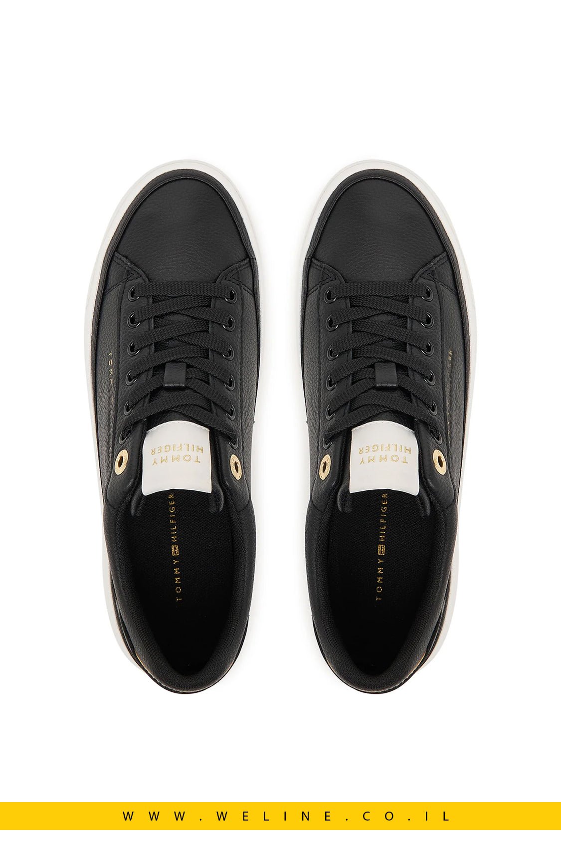 נעלי סניקרס נשים Tommy Hilfiger Th Foxing Platform Leather – צבע שחור - WELINE.CO.IL