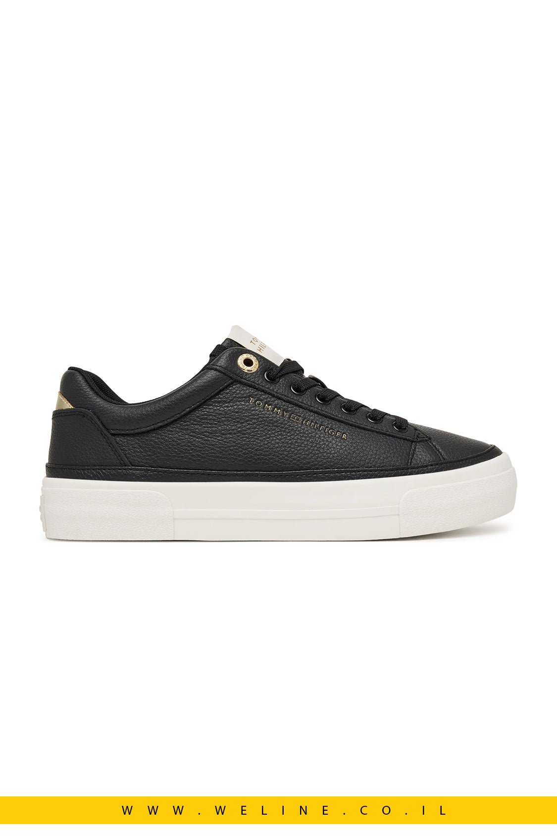 נעלי סניקרס נשים Tommy Hilfiger Th Foxing Platform Leather – צבע שחור - WELINE.CO.IL
