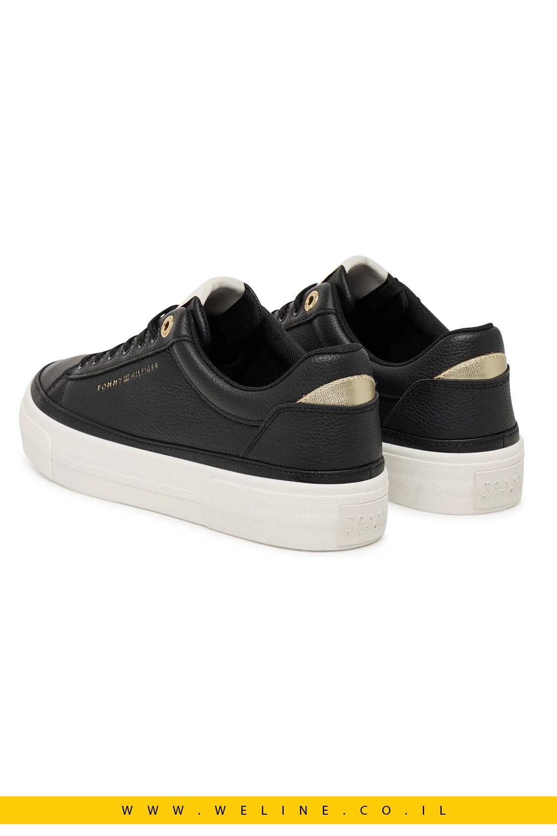נעלי סניקרס נשים Tommy Hilfiger Th Foxing Platform Leather – צבע שחור - WELINE.CO.IL