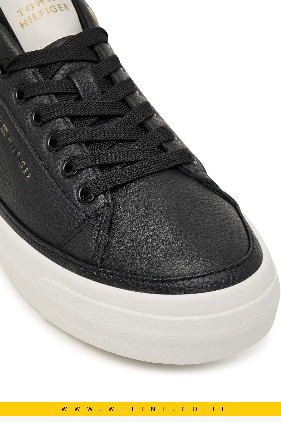 נעלי סניקרס נשים Tommy Hilfiger Th Foxing Platform Leather – צבע שחור - WELINE.CO.IL