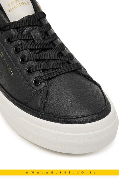 נעלי סניקרס נשים Tommy Hilfiger Th Foxing Platform Leather – צבע שחור - WELINE.CO.IL