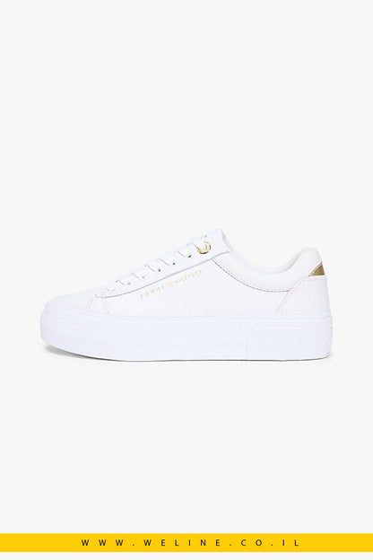 Tommy Hilfiger TH Foxing Platform Sneaker לנשים – צבע לבן - WELINE.CO.IL