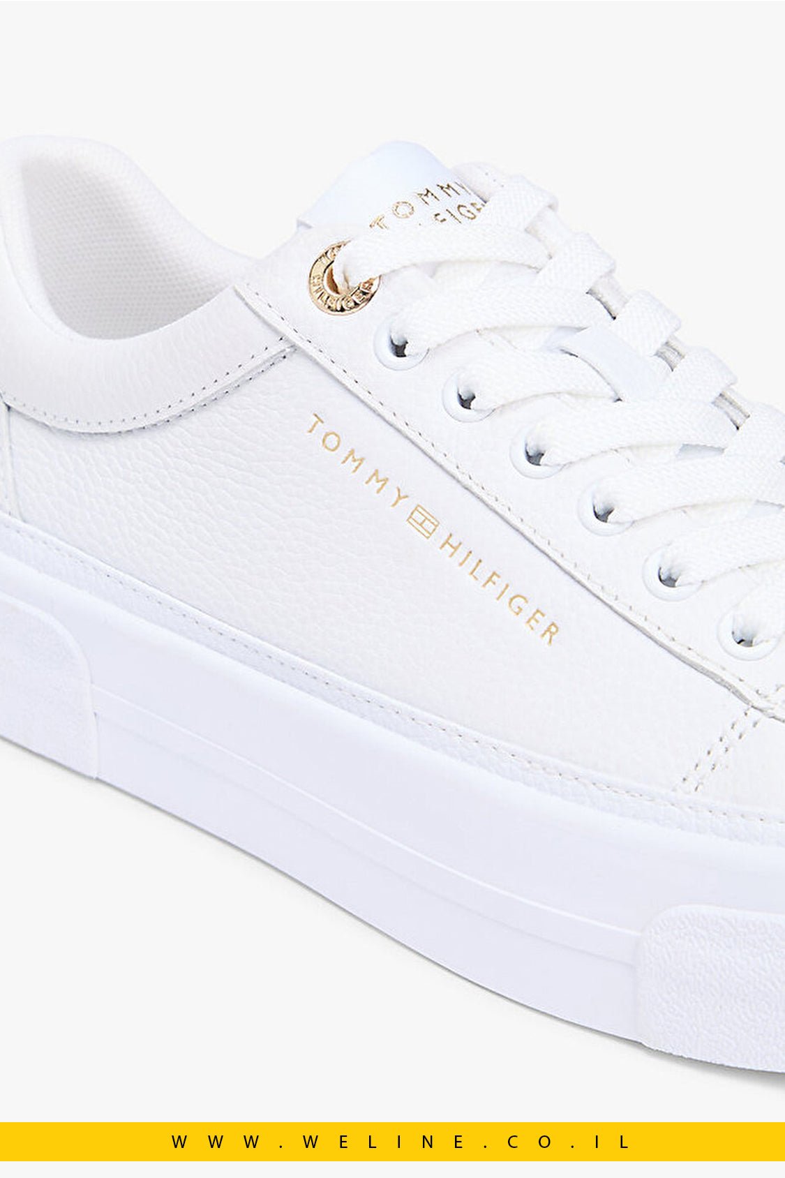 Tommy Hilfiger TH Foxing Platform Sneaker לנשים – צבע לבן - WELINE.CO.IL