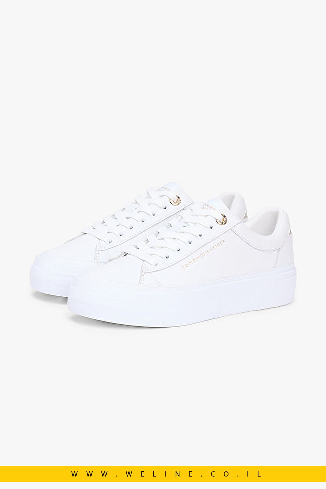 Tommy Hilfiger TH Foxing Platform Sneaker לנשים – צבע לבן - WELINE.CO.IL