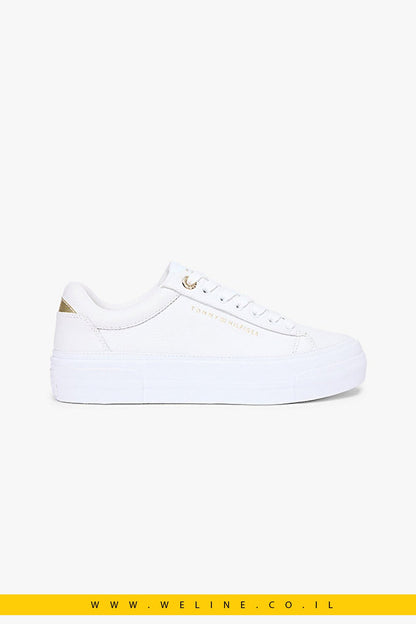 Tommy Hilfiger TH Foxing Platform Sneaker לנשים – צבע לבן - WELINE.CO.IL