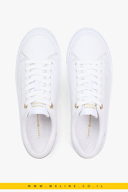 Tommy Hilfiger TH Foxing Platform Sneaker לנשים – צבע לבן - WELINE.CO.IL