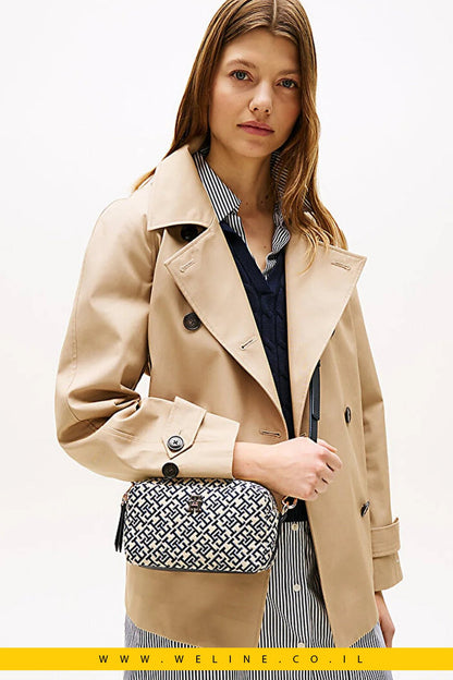 תיק צד נשים Tommy Hilfiger TH Jacquard Camera – צבע כחול - WELINE.CO.IL