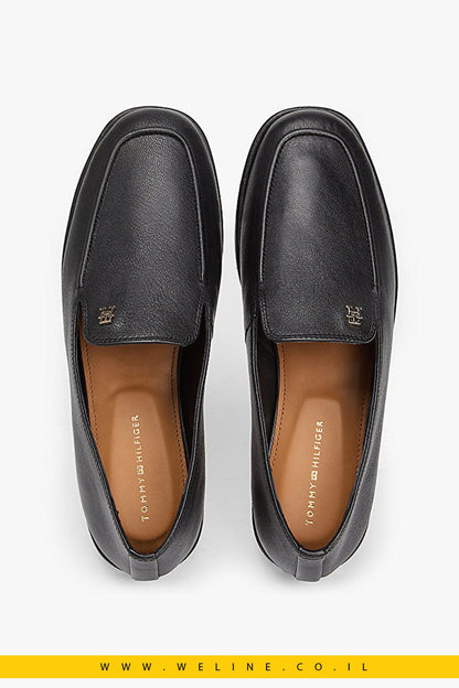 Tommy Hilfiger – TH Leather Loafer לנשים | שחור נעל אלגנטי - WELINE.CO.IL