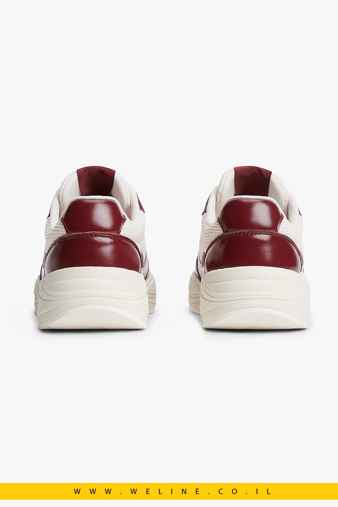 נעלי סניקרס נשים Tommy Hilfiger TH Monogram Mixed Texture Leather Trainers - WELINE.CO.IL