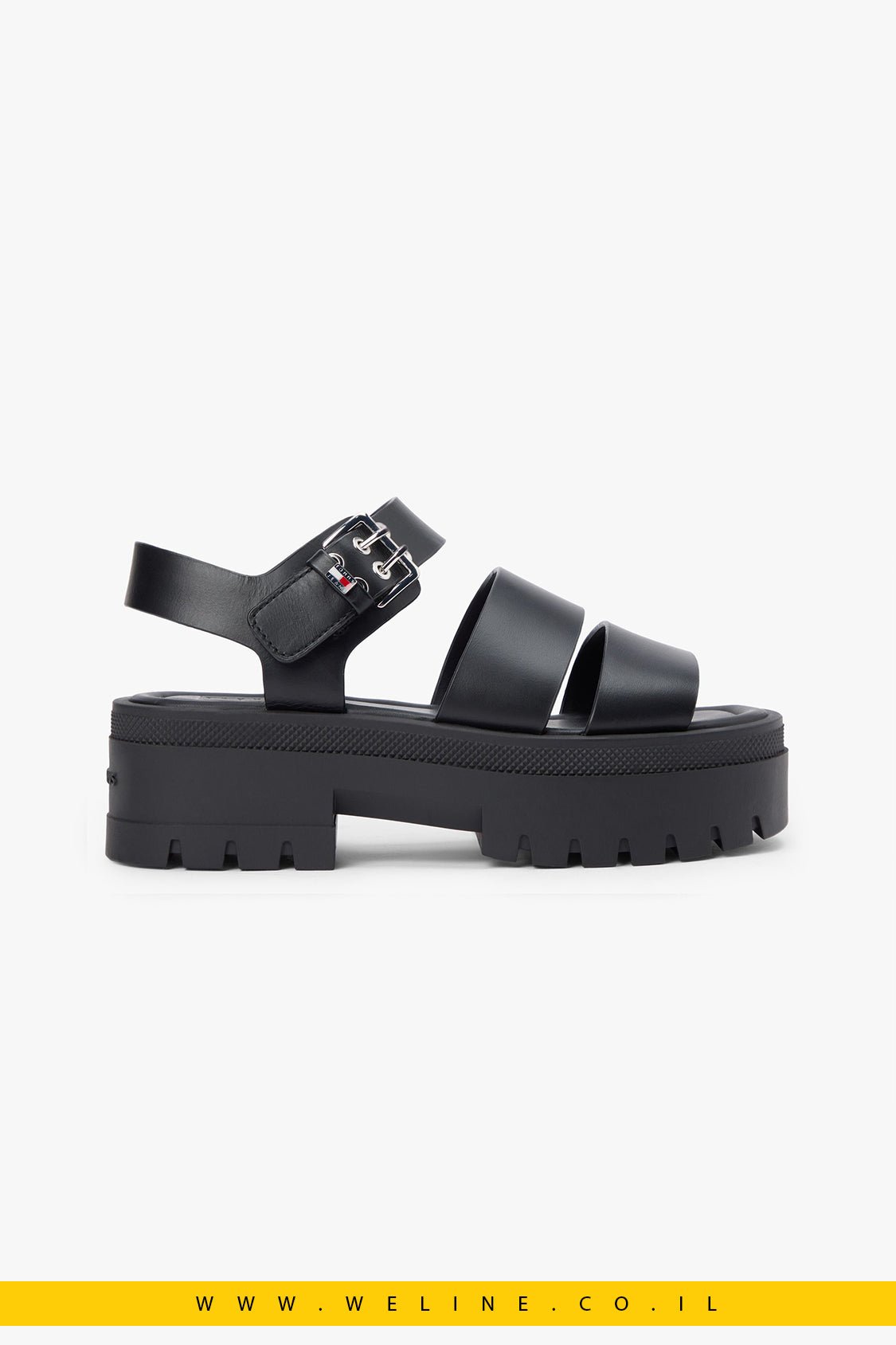 כותרת סנדלי פלטפורמה מעור עם סוליה משוננת – Tommy Jeans | צבע שחור - WELINE.CO.IL