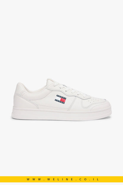 סניקרס עור לנשים לבן Tommy Jeans Greenwich Leather Contrast Heel – צבע - WELINE.CO.IL