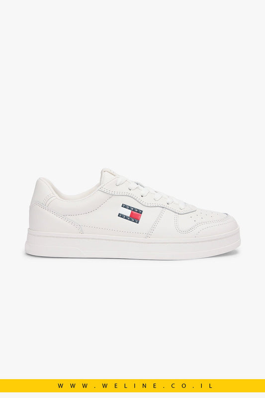 סניקרס עור לנשים לבן Tommy Jeans Greenwich Leather Contrast Heel – צבע - WELINE.CO.IL