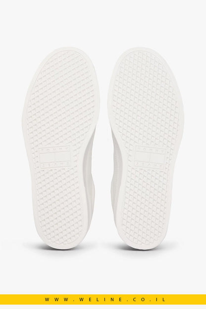 סניקרס עור לנשים לבן Tommy Jeans Greenwich Leather Contrast Heel – צבע - WELINE.CO.IL