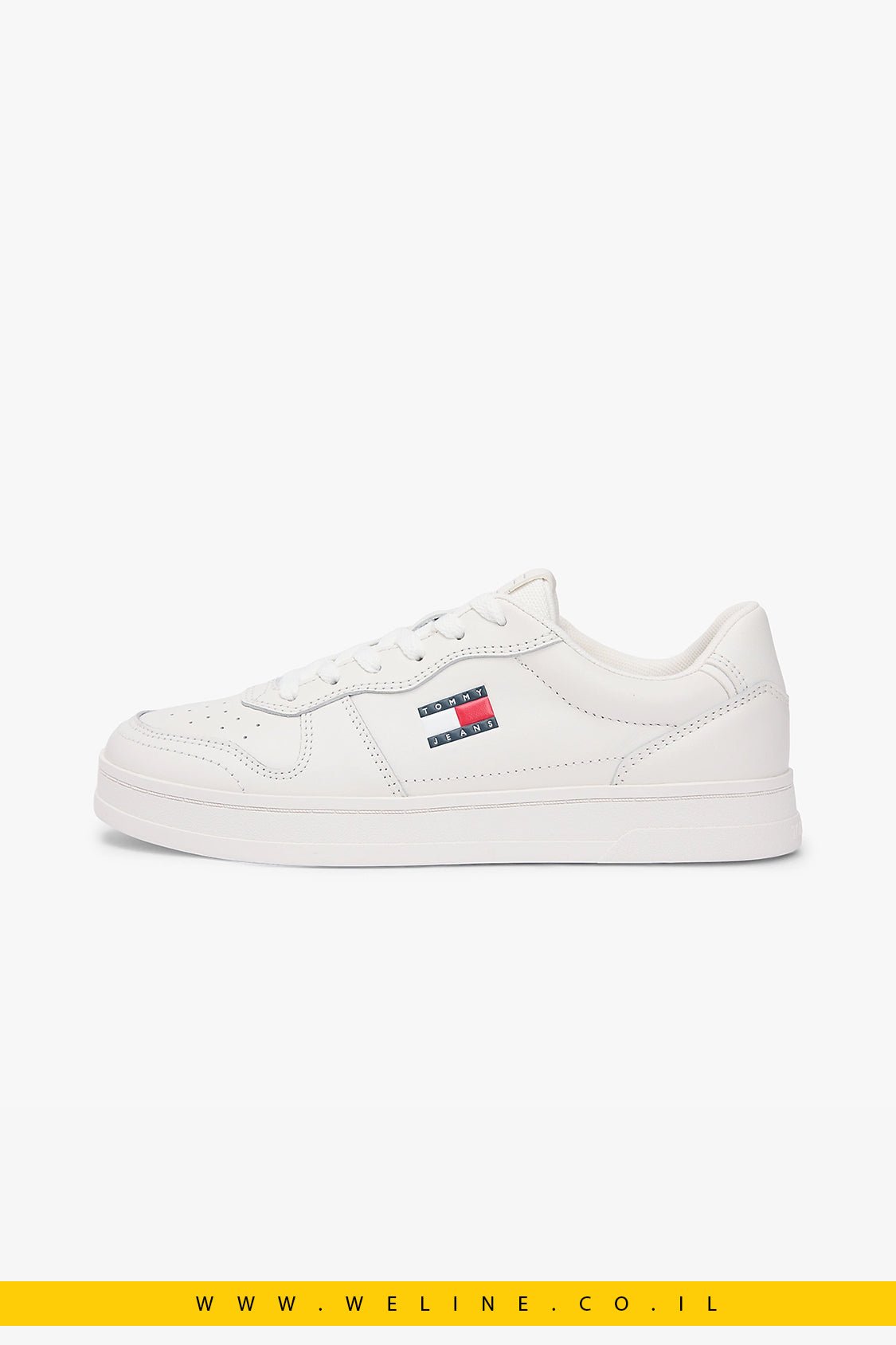 סניקרס עור לנשים לבן Tommy Jeans Greenwich Leather Contrast Heel – צבע - WELINE.CO.IL
