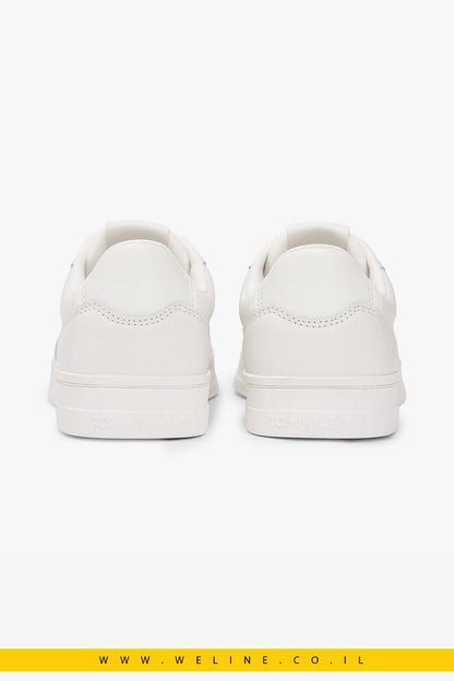 סניקרס עור לנשים לבן Tommy Jeans Greenwich Leather Contrast Heel – צבע - WELINE.CO.IL
