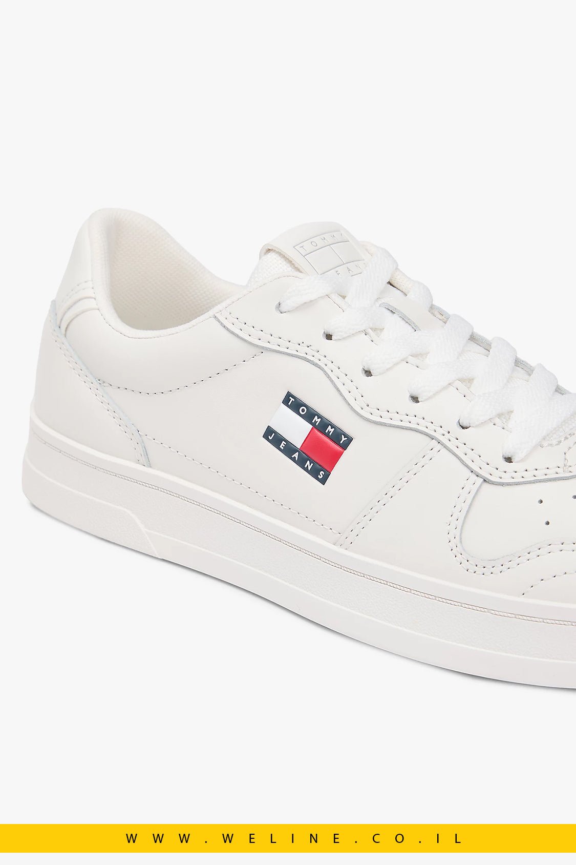 סניקרס עור לנשים לבן Tommy Jeans Greenwich Leather Contrast Heel – צבע - WELINE.CO.IL