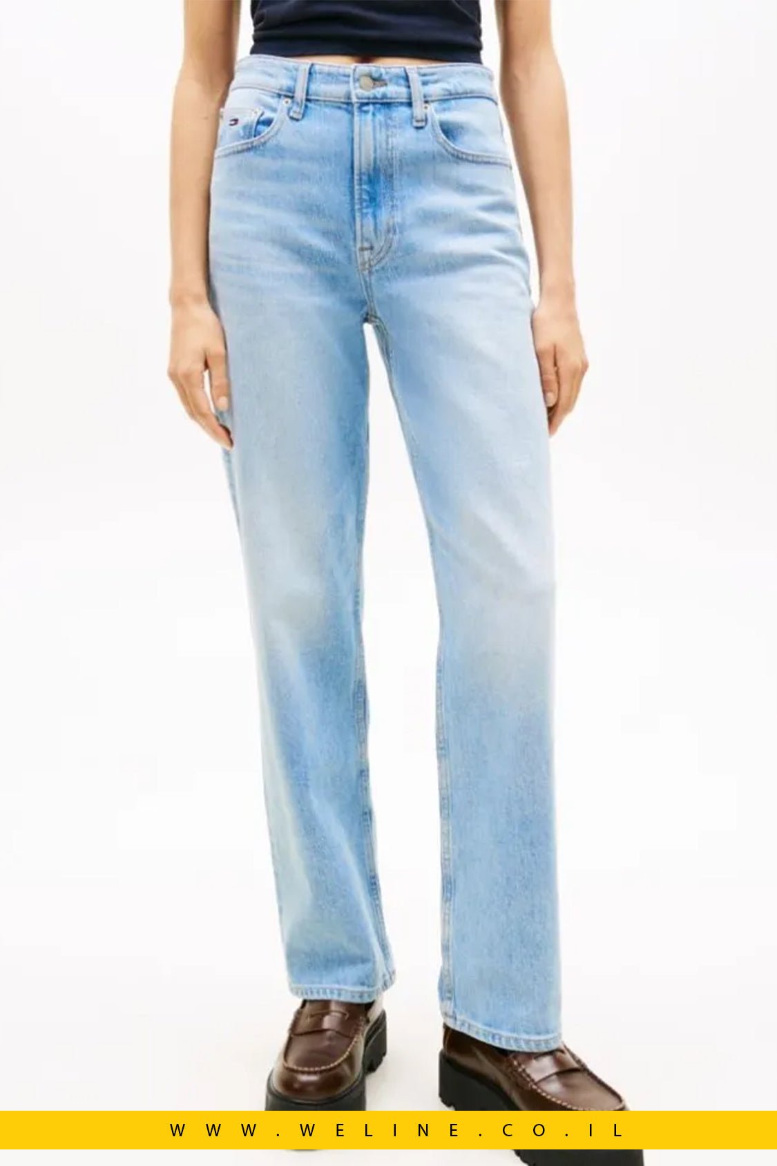 ג'ינס נשים Tommy Jeans High Rise Slim Straight Leg - WELINE.CO.IL