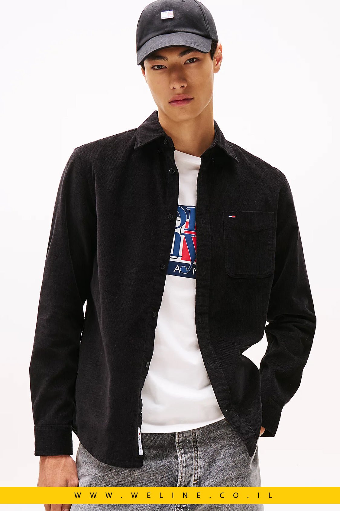 חולצת קורדורוי לגברים – Tommy Jeans Regular Fit - WELINE.CO.IL