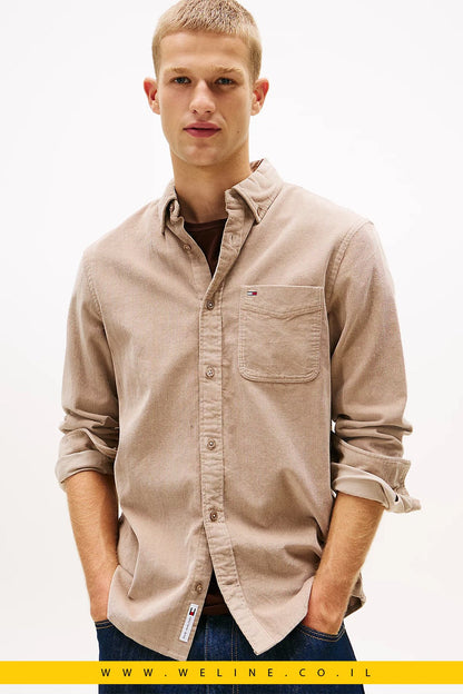 חולצת קורדורוי לגברים – Tommy Jeans Regular Fit - WELINE.CO.IL