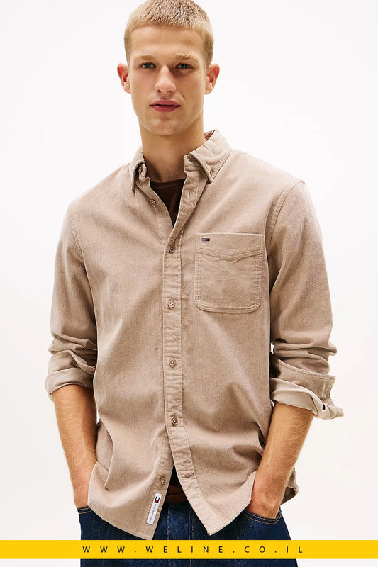 חולצת קורדורוי לגברים – Tommy Jeans Regular Fit - WELINE.CO.IL