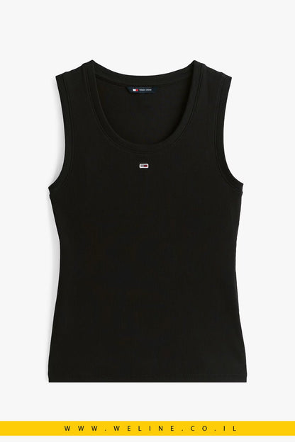 גופיית נשים Tommy Jeans Ribbed Flag Embroidery Slim Tank Top - WELINE.CO.IL