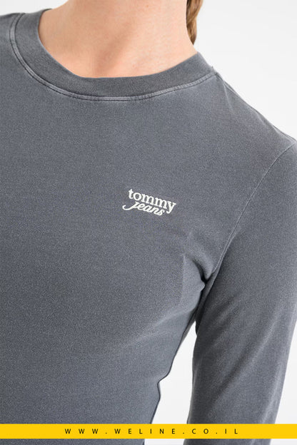 סווטשירט נשים Tommy Jeans בגזרת Slim Fit אפור כהה - WELINE.CO.IL