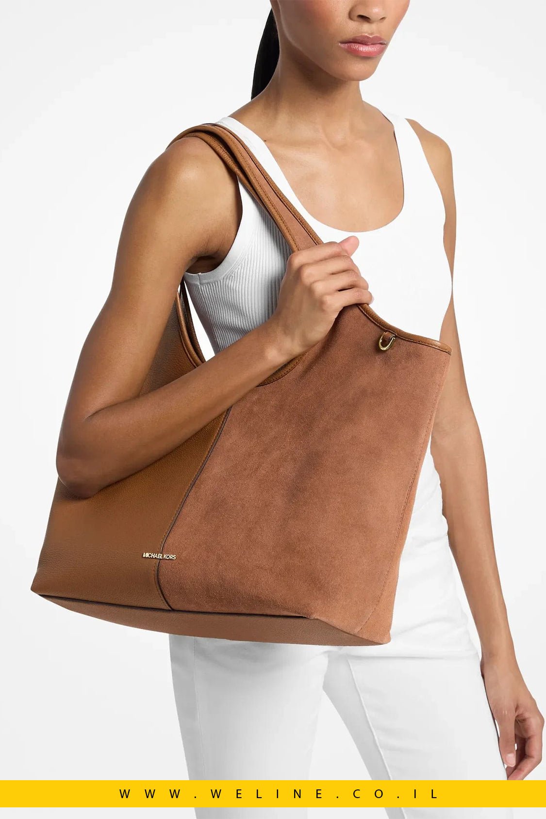 תיק Tote גדול Michael Kors Henly מעור וזמש - WELINE.CO.IL