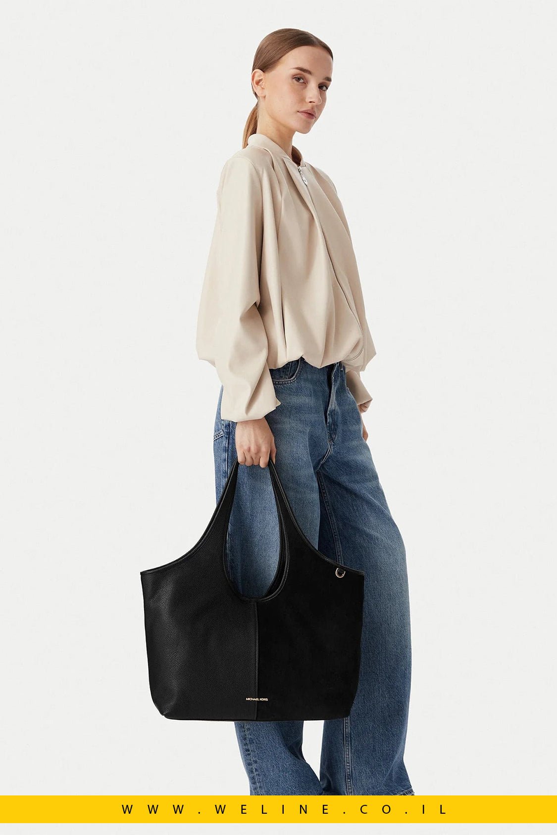 תיק Tote גדול Michael Kors Henly מעור וזמש - WELINE.CO.IL