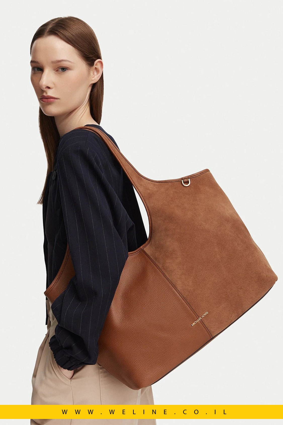 תיק Tote גדול Michael Kors Henly מעור וזמש - WELINE.CO.IL