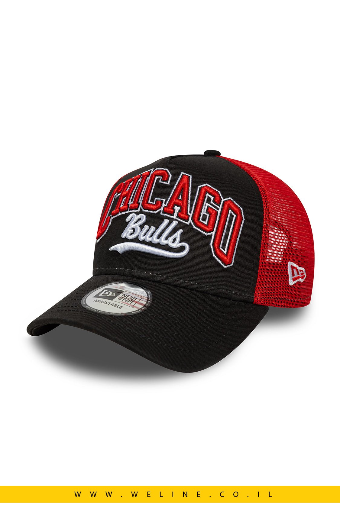 כובע רשת TRUCKER New Era – Chicago Bulls | שחור/אדום - WELINE.CO.IL